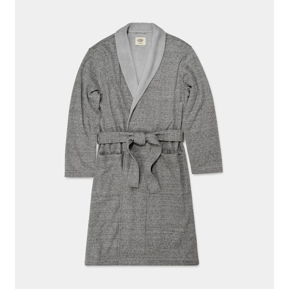 UGG‎ Robinson Men's Size L/XL Grey Heather Robe Cotton Fleece 1096932 NEW